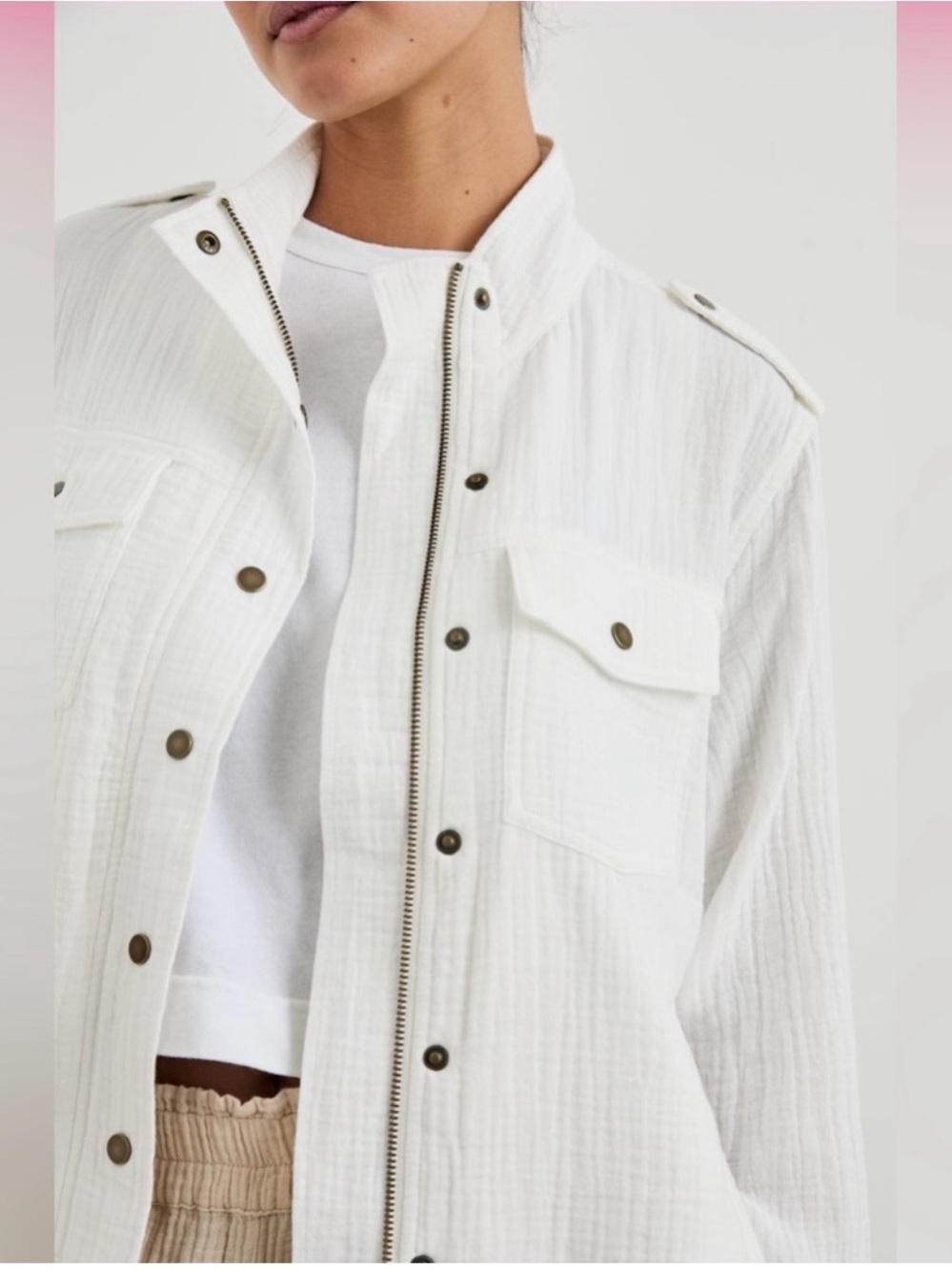 Rails Collin’s Gauze White Cotton Utility Jacket Size Small- NWOT